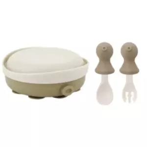 에.디.슨 실리콘 흡착 식판 스푼포크 세트 문어 베이지