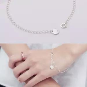 라운드 펜던트 드롭 체인 실버 은 발찌 vow9+5EHx