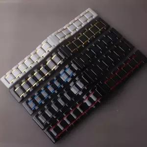 호환  세라믹 블랙 골드 레드 시계 스트랩 팔찌 20mm 21mm 22mm 23mm 24mm 여성 남성용 손목시계 퀵 릴리즈