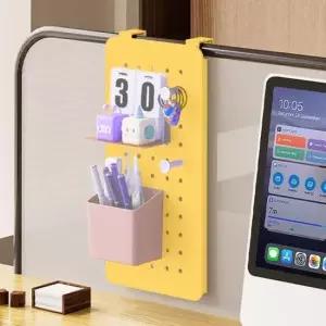 [생활] 철제페그보드 타공판 벽면정리 철제펀칭수납판 소형옐로우정리판