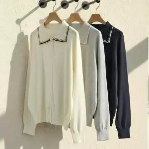 [하프클럽/]여자 카라 소프트 스웨터 울혼방 피터팬 가디건