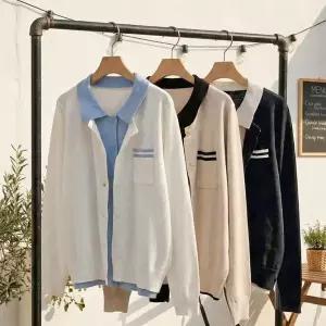 [하프클럽/]여자 카라 일상룩 스웨터 코지 가디건