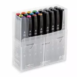 [문구/오피스] 트윈 팁 마커 24 컬러 세트 다채로운 색상 필기용품 학생 미술 준비물