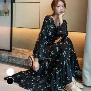 [옷은날개] 가을원피스 화사한 꽃무늬 드레스 데이트코디