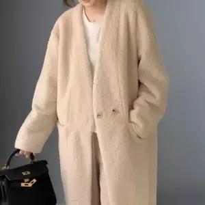 [sale] 논카라 양털 투버튼 롱 코트 무스탕 아우터 46560157)