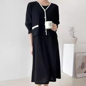 [하프클럽/셀러허브_여성트랜드패션]빅사이즈 603 배색아웃배색원피스세트