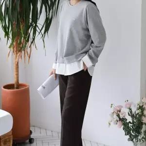 [신상오픈런]여성 빅사이즈 배색 레이어드 루즈핏 펜던트 티셔츠 (41564482)