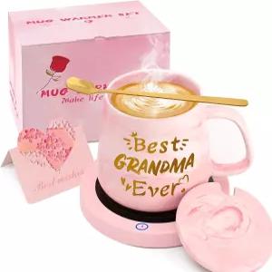 2025 할머니 크리스마스 선물 커피 머그 워머 최고의 세트 책상용 스마트 코스터 자동 차단 여성 할머니를