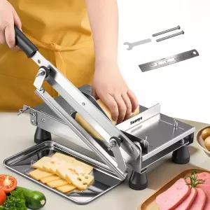 트레이 스테인리스 스틸 식품 슬라이싱 기계가 있는 환유 치즈 슬라이서 다용도 버터 커터 블록 소시지 빵