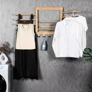 롤라노 벽걸이 건조대 - 세탁용 의류 20인치 후크 5개와 팔 8개 포함 80파운드 용량 천연 대나무