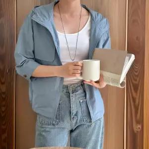 [신상오픈런]여성 후드집업 스트링 나일론 점퍼 봄철 칠부 소매 (32966979)