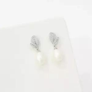 [신상오픈런]레인드롭 타원형 은침 진주귀걸이 큐빅이어링 (29965094)