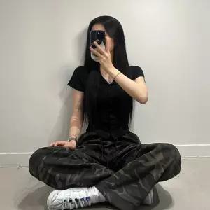 와이드 조거 스트링 로우라이즈 바지 카모 롱 밀리터리 T115 카고 투웨이 팬츠