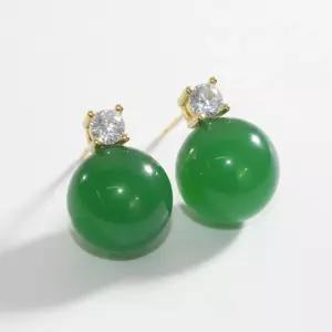 그린마노 드롭 귀걸이 원석 비취 보석 10mm