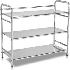 TAO ONE 3단 스테인리스 스틸 신발장 옷장용 헤비 듀티 금속 신발 정리함 옷장 입구용