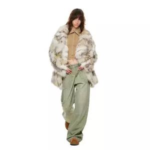 무스탕 오버핏 퍼코트 롱 코트 페이크 자켓 여성 겨울 리얼 에코퍼