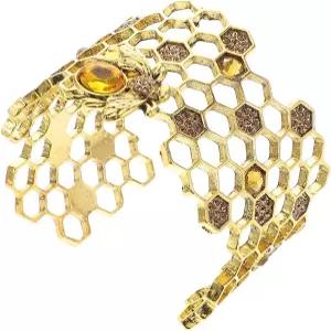 안드레스라드 꿀벌 하이브 커프 팔찌 조절 가능한 오픈 뱅글 메탈 합금 여성용 미니멀리스트 손목 장신구