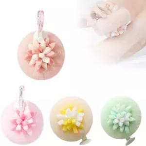 슈퍼 소프트 해바라기 흡입 컵 목욕 공 2025년 새로운 2in1 핑거 링 각질 제거 스펀지 클리닝 브러시 샤워