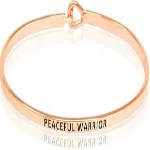 SM 영감을 주는 긍정적인 메시지 여성용 얇은 커프 뱅글 팔찌 피스풀 워리어 로즈 골드