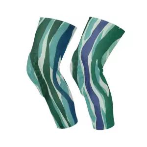 디블루 그린 웨이브 라인 여성용 압박 무릎 보호대 1쌍 스케이팅 사이클링 사이클링을 위한 모든 스포츠