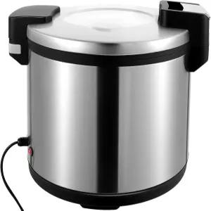 20QT 빅 라이스 워머 휴대용 상업용 밥솥 논스틱 전문 산업용 곡물솥 간편한 원터치 온도 조절 실버