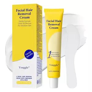 여성용 얼굴 제모 크림 없이 부드러운 턱 윗입술 민감한 피부를 위한 볼 (5분 7일) - 1.69Fl Oz