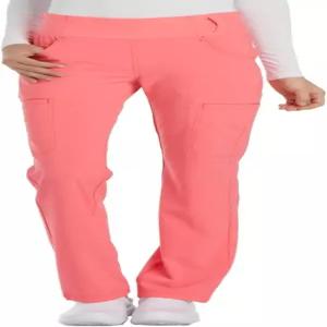 여성용 체로키 스크럽 미드 라이즈 스트레이트 레그 팬츠 풀온 하의 6포켓 및 360° 스트레치 - CK002