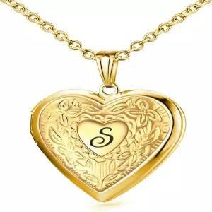 로켓 목걸이 사진 알파벳 이니셜 레터 러브 하트 메모리 생일 선물 보관