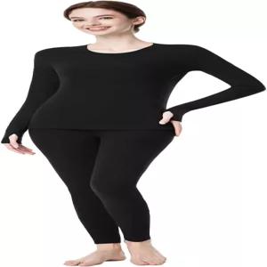 가글리 보온 속옷 여성 추운 날씨를 위한 베이스 레이어 내복 초부드러운 마이크로 플리스 안감 편안함