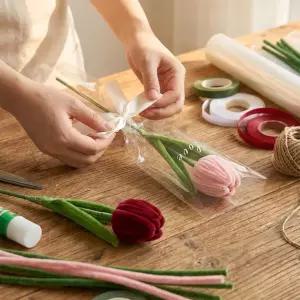 모루 꽃 한송이 꽃다발 만들기 DIY 키트 세트 + 카드 [2종 튤립 조화 플라워