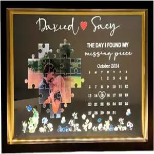 크래프베이스 내가 잃어버린 조각을 찾은 날 맞춤형 커플 사진 프레임 라이트 박스 LED 여성 발렌타인 데이