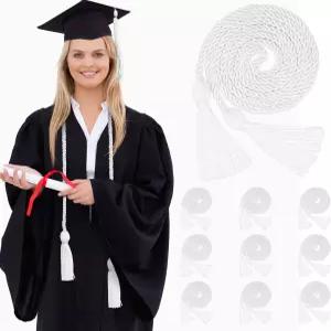 졸업 명예 코드 10개 장식용 67인치 땋은 2026년 학생 태슬이 달린 흰색 장식 학사 가운 석사 박사 학위