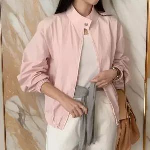 [신상오픈런]분홍점퍼 하이넥 블루종 바스락 집업 여성바람막이 (31804546)