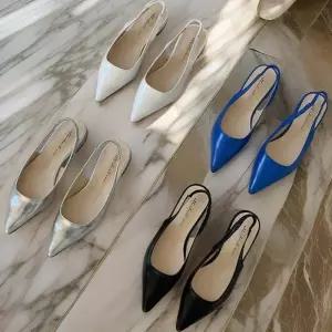 [신상오픈런]실버슬링백 뾰족코 흰구두 플랫펌프스 백밴딩 (30906343)