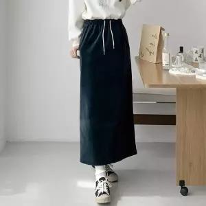 [신상오픈런]여성 A라인 코듀로이 롱스커트 끈밴딩 뒷트임 가을용 (41564551)