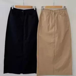 [신상오픈런]여성 뒤트임 스트레이트핏 바이오 코튼 데일리 가을 롱스커트 (41564544)