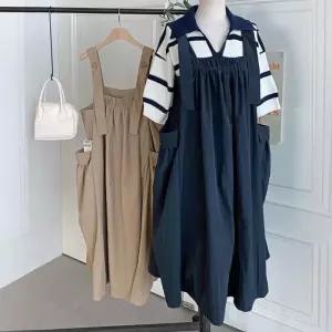 [신상오픈런]항아리치마 밴딩 오픈 루즈핏 바스락원피스 멜빵 (31862727)