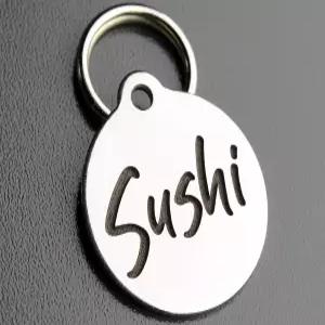 개와 고양이를 위한 맞춤형 앞/뒤 개 태그 XS 원형 7/8 x1 1면 각인 스테인리스 스틸 커스텀 딥 애완동물