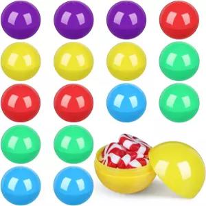 Ciieeo 50pcs 껌볼 자판기 캡슐 빈 색 원형 플라스틱 충전식 용기 경품 파티 장난감 용품 45mm 증정
