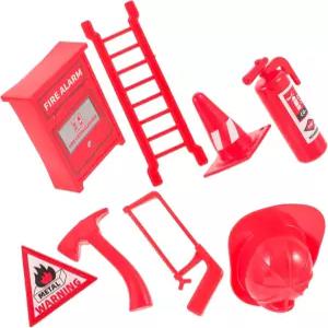 LIOOBO 8Pcs 소화기 현실적인 인형의 집 소방 액세서리 미니어처 장면을 위한 창의적인 놀이 교육용 도구