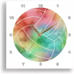 3D 로즈 월 시계 무음 10인치 레인보우 수채화 배구 수구 볼 디자인 스포츠