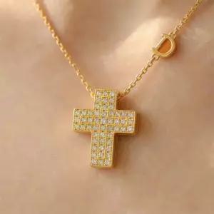 24K 십자가 순금 명품 금 레이어드 여자 남자 커플 목걸이 7.5g 11.25g