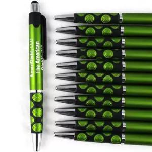 이지펜슬 개인 맞춤형 우아한 팁과 스타일러스 클릭 얼룩덜룩한 색상 그립으로 단단한 녹색 바디에 은색