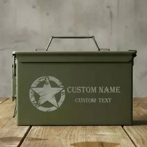 개인 맞춤형 군용 탄약통 각인 30/50 칼로리 필드 상자 금속 탄약 보관함 손잡이가 달린 방수 및 방진