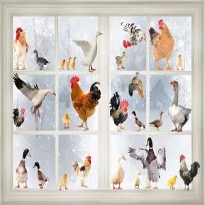 닭 닭장 벽 스티커 농장 동물장 주방 장식 껍질 벗기고 붙이기 재미있는 동물 귀여운 오리 거위 캐비닛