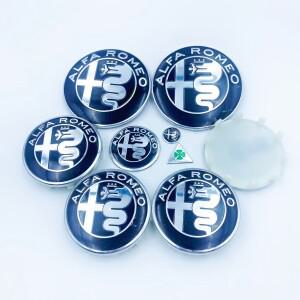 9개/세트 자동차 후드 트렁크 스티어링 휠 배지 60mm 10핀 합금 센터 캡 알파 로메오 브레라 스파이더 줄리