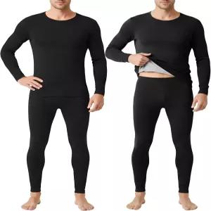 남성용 파텔라이 2팩 보온 속옷 플리스 안감 겨울 베이스 레이어 세트 긴 소매 크루넥 상하