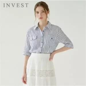 [인베스트] 펄 스트라이프 린넨 블라우스_IN6M1BL5421
