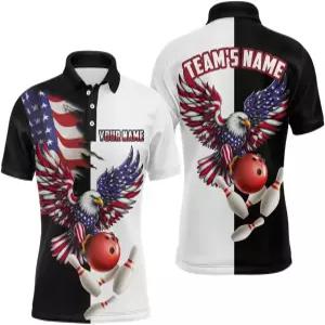 아메리칸 이글 폴로 쿼터집 볼링 셔츠 남녀용 커스텀 블랙 화이트 유니폼