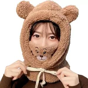 상어 스키 헬멧 커버 귀여운 얼굴 마스크 겨울 따뜻한 야외 후드 스포츠 방풍 스타일 모자 스카프 3 in 1